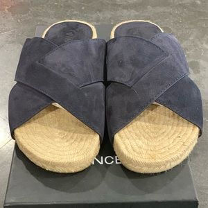 VINCE Pete Suede Crisscross Sandals Navy SZ 10